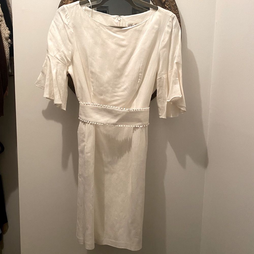 Eliza J Bell Sleeve Sheath Dress in White